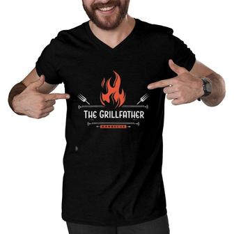 The Grill Father Bbq Father's Day Men V-Neck Tshirt | Mazezy