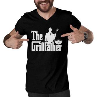 The Grillfather Funny Bbq Grilling Gift For Grill Master Men V-Neck Tshirt | Mazezy