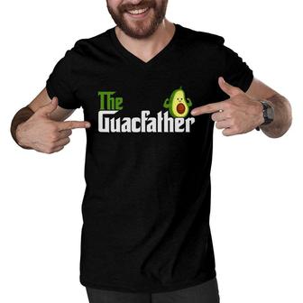 The Guacfather Happy Father's Day Avocado Lover Vegan Men V-Neck Tshirt | Mazezy