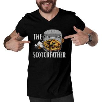 The Scotchfather Malt Whiskey Funny Gift Men V-Neck Tshirt | Mazezy