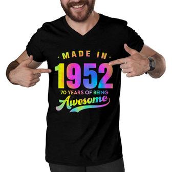 Tie Dye 70Th Birthday 70 Years Old Awesome Made In 1952 Men V-Neck Tshirt - Seseable