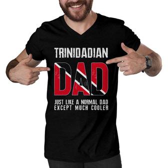 Trinidadian Dad Like Normal Except Cooler Trinidad Flag Men V-Neck Tshirt | Mazezy