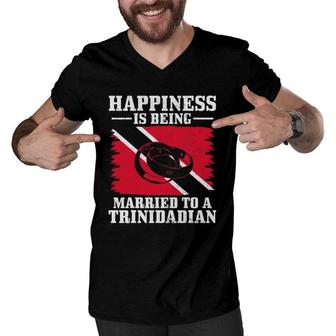 Trinidadian Wife Husband Wedding Trinidad & Tobago Flag Men V-Neck Tshirt | Mazezy
