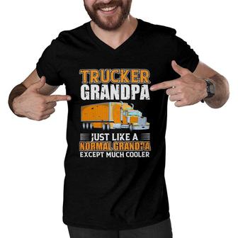 Truck Trucker Grandpa Just Like A Normal Grandpa Men V-Neck Tshirt | Mazezy