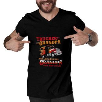Trucker Grandpa Way Cooler Granddad Men V-Neck Tshirt | Mazezy