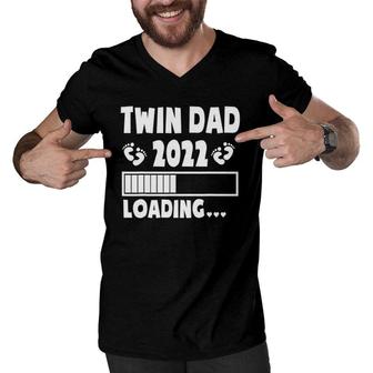Twin Dad Of Twins 2022 Expecting Twin Dad Father's Day Cute Men V-Neck Tshirt | Mazezy