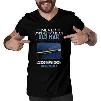 Uss Saratoga Cv-3 Veterans Day Father Day Men V-Neck Tshirt | Mazezy