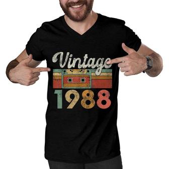 Vintage 1988 Best Of 34Th Birthday Mom Dad Men V-Neck Tshirt - Seseable