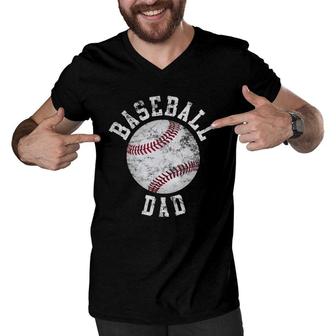 Vintage Baseball Dad Baseball Ball Men V-Neck Tshirt | Mazezy