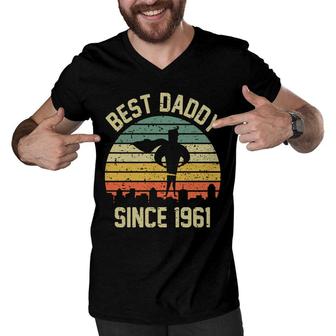 Vintage Best Daddy Since 1961 61Th Birthday Men V-Neck Tshirt - Seseable