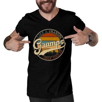 Vintage Gramps Like A Grandpa Only Cooler For Father Day Men V-Neck Tshirt | Mazezy