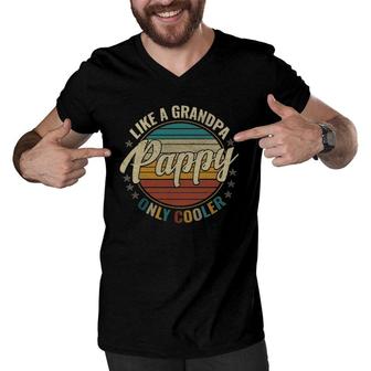 Vintage Pappy Like A Grandpa Only Cooler Funny Gift For Men Men V-Neck Tshirt | Mazezy