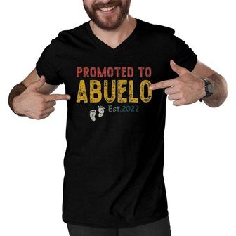 Vintage Promoted To Abuelo Est 2022 Father's Day Men V-Neck Tshirt | Mazezy