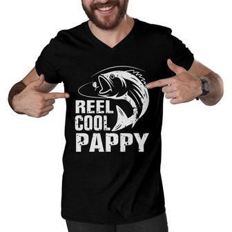 Vintage Reel Cool Pappy Fishing Father's Day Gift Men V-Neck Tshirt | Mazezy