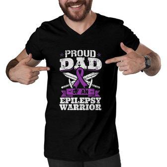 Warrior Dad Proud Awareness Month Gift Men V-Neck Tshirt | Mazezy