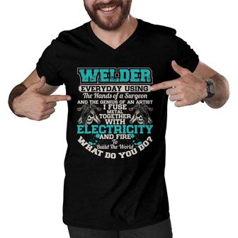 Welding Surgeon Welder Funny Welding Mens Dad Father Apparel Men V-Neck Tshirt | Mazezy