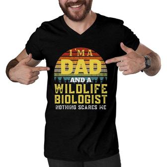 Wildlife Biologist Dad Mens Vintage Men V-Neck Tshirt | Mazezy