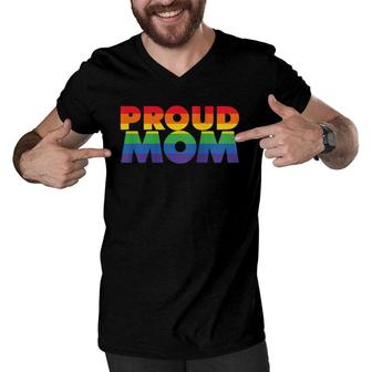Womens Gay Pride Proud Mom Lgbt Parent Father's Day Raglan Baseball Tee Men V-Neck Tshirt | Mazezy
