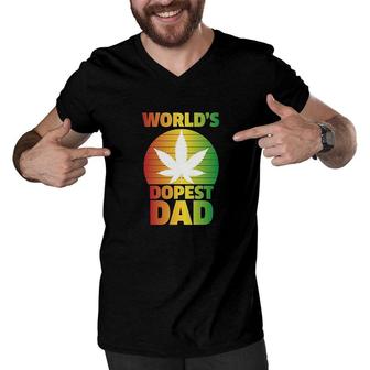 Worlds Dopest Dad Men V-Neck Tshirt | Mazezy