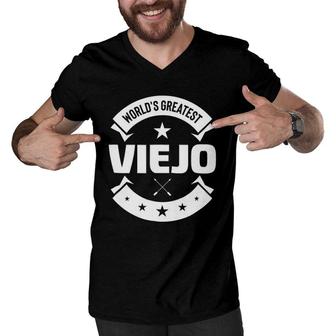World's Greatest Viejo For Spanish Dad Men V-Neck Tshirt | Mazezy