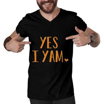 Yes I Yam Funny Thanksgiving Halloween Matching Couple Gift Men V-Neck Tshirt - Seseable