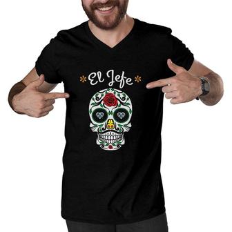 Yo Soy El Jefe Dia De Los Muertos Day Of The Dead For Men Art Men V-Neck Tshirt - Seseable