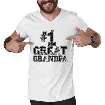 1 Great Grandpa - Number One Sports Father's Day Gift Men V-Neck Tshirt | Mazezy