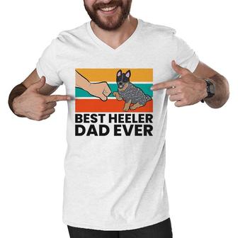 Australian Cattle Dog Best Heeler Dad Ever Blue Heeler Dad Men V-Neck Tshirt | Mazezy
