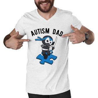 Autism Dad Ninja Martial Arts Father Men V-Neck Tshirt | Mazezy