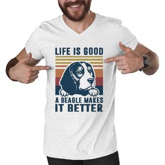 Beagle Gifts For Men Women Beagle Dog Mom Dad Beagle Men V-Neck Tshirt | Mazezy