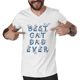 Best Cat Dad Ever Cats Kitten Funny Cute Lover Gift Graphic Men V-Neck Tshirt | Mazezy