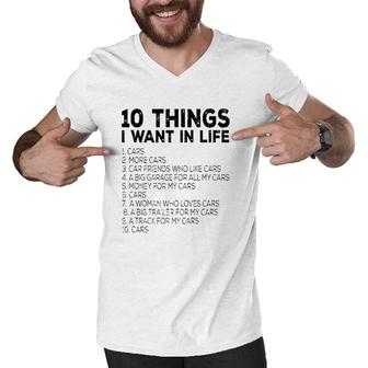 Car Lover Funny Gift Ten Things I Want In Life Cars Premium  Men V-Neck Tshirt