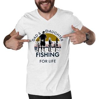 Dad And Daughter Fishing Partners For Life Vintage Men V-Neck Tshirt | Mazezy