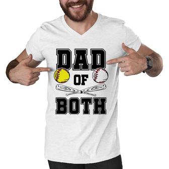 Dad Of Both Dad Of Ballers Funny Baseball Softball Men V-Neck Tshirt | Mazezy