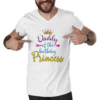 Daddy Of The Birthday Princess Matching Family Men V-Neck Tshirt | Mazezy