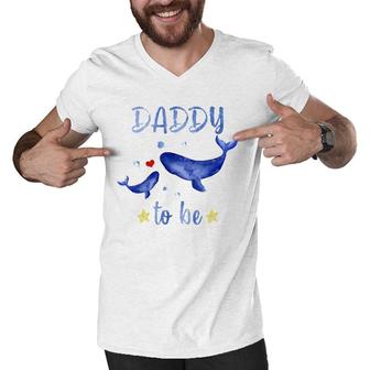 Daddy To Be Whale Pregnancy Announcement Sea Animal Men V-Neck Tshirt | Mazezy