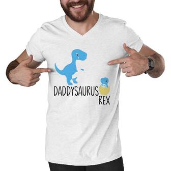 Daddysaurus Rex Dinosaur Babysaurus Dino Daddy Baby Gifts Men V-Neck Tshirt | Mazezy