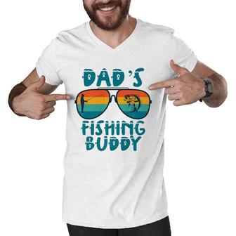 Dad's Fishing Buddy Cute Fish Sunglasses Youth Kids Premium Men V-Neck Tshirt | Mazezy
