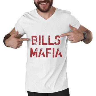 Expression Distressed Bills Mafia Red Print Mens Men V-Neck Tshirt - Seseable