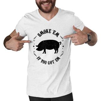 Funny Accessory Pitmaster Dad Bbq Smoking Gift Pig Smoker Men V-Neck Tshirt | Mazezy