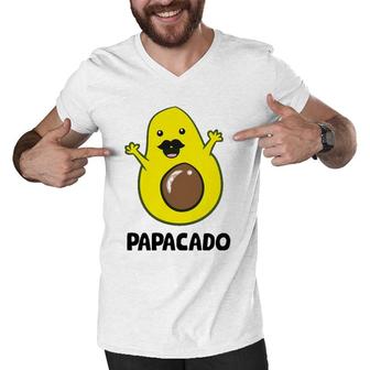 Funny Avocado Dad Vegan Guacamole Avocado Papacado Men V-Neck Tshirt | Mazezy