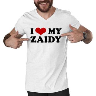 Funny Jewishi Love My Zaidy Grandfather Cute Gift Men V-Neck Tshirt | Mazezy