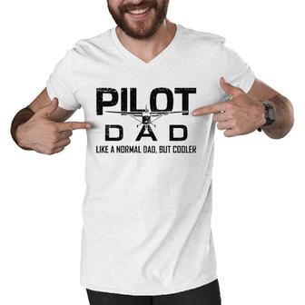 Funny Pilot Dad Airplane Aviation Lover Husband Pilot Father Men V-Neck Tshirt | Mazezy