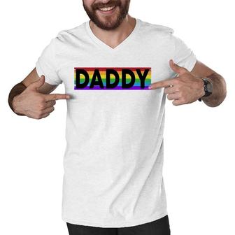 Funny Pride Daddy Proud Gay Lesbian Lgbt Gift Father's Day Men V-Neck Tshirt | Mazezy