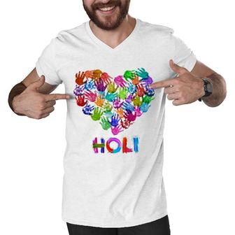 Happy Holi Indian Celebration For Women Men Kids Color India Men V-Neck Tshirt - Seseable