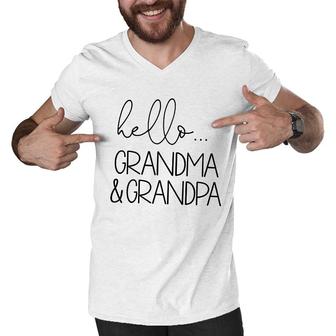 Hello Grandma And Grandpa Men V-Neck Tshirt | Mazezy
