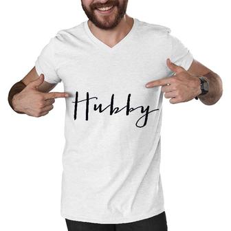 Hubby Wifey Just Married Couples Husband And Wife Wedding Gift Men V-Neck Tshirt - Seseable