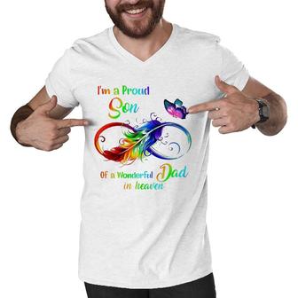 I'm A Proud Son Of A Wonderful Dad In Heaven 95 Father's Day Men V-Neck Tshirt | Mazezy