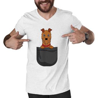 Irish Terrier Mom Dad Dog In Pocket Funny Gift Men V-Neck Tshirt | Mazezy