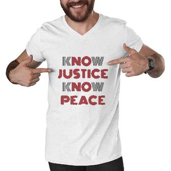 Know Justice Know Peace No Justice No Peace Premium Men V-Neck Tshirt - Seseable